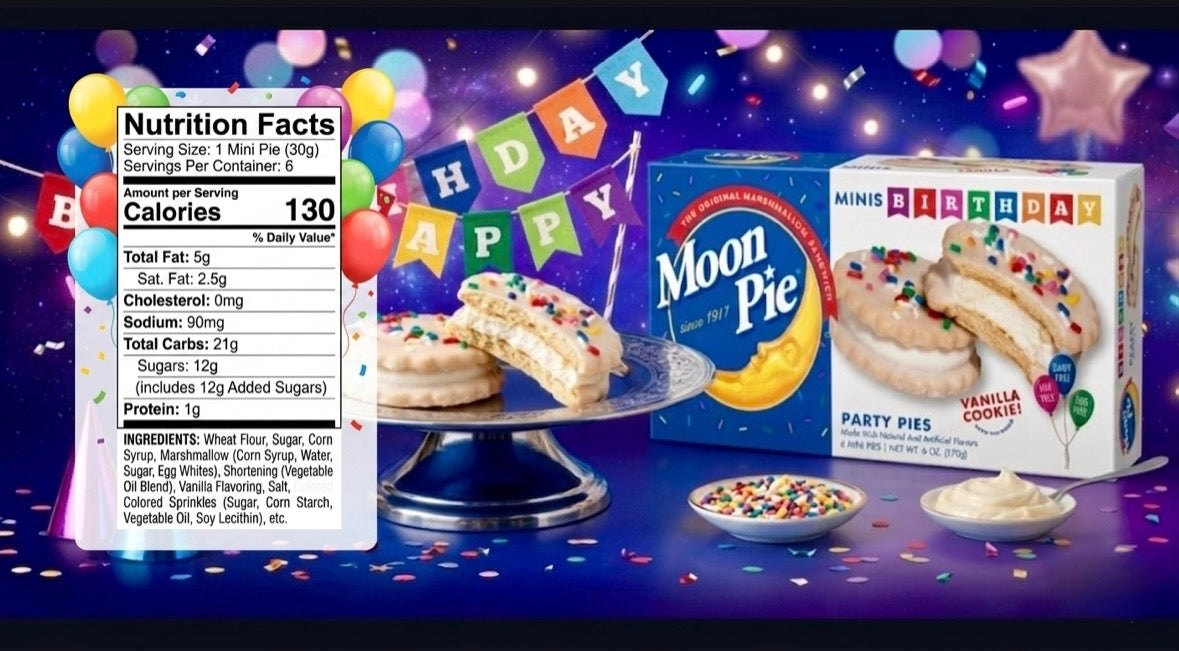 MoonPie Birthday Mini Party Pies Marshmallow Sandwich cakes 6 ct