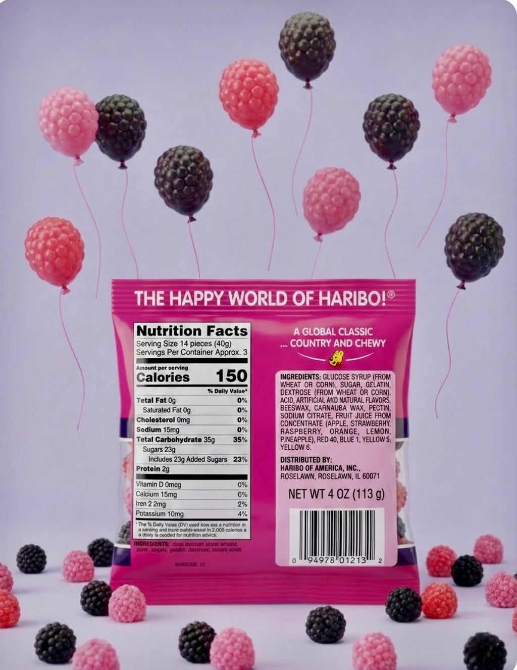 Haribo Berries Crunchy & Chewy Gummies