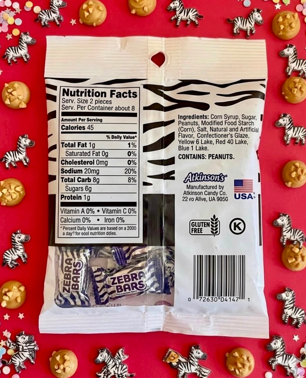 Atkinson's Zebra Bars Peanut Butter Chews