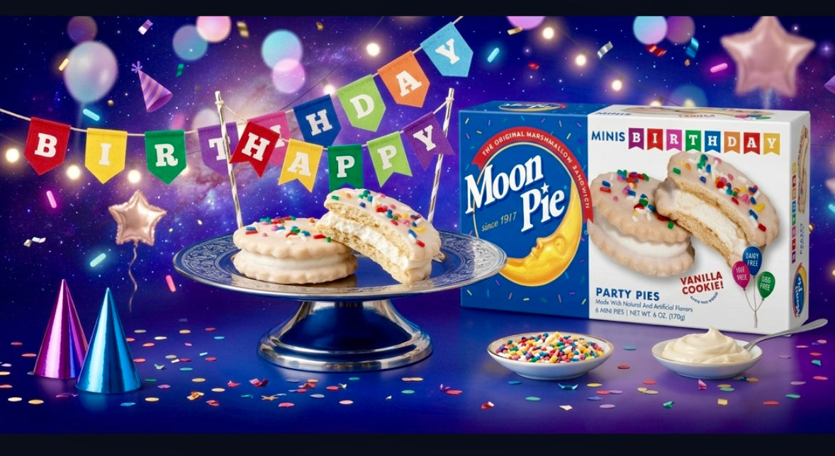 MoonPie Birthday Mini Party Pies Marshmallow Sandwich cakes 6 ct